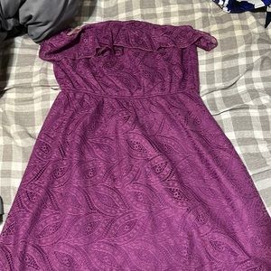 Purple strapless dress